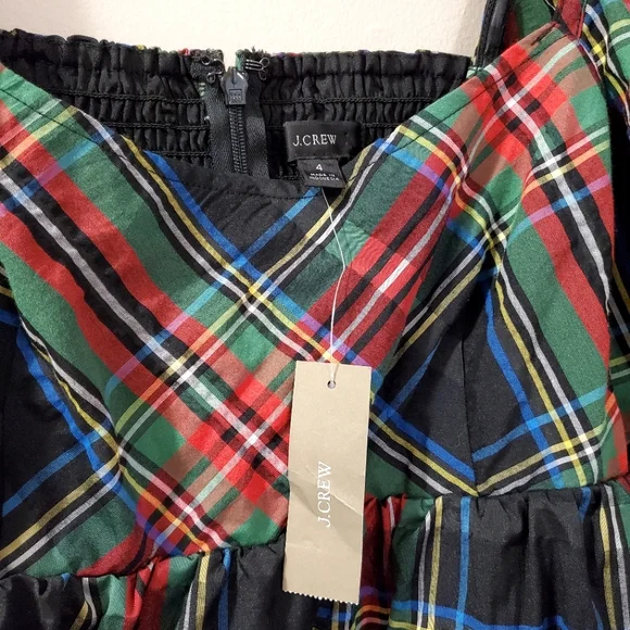 J Crew - Puff-sleeve mini dress in Stewart tartan - Size 4  (NWT) - Picture 5 of 12